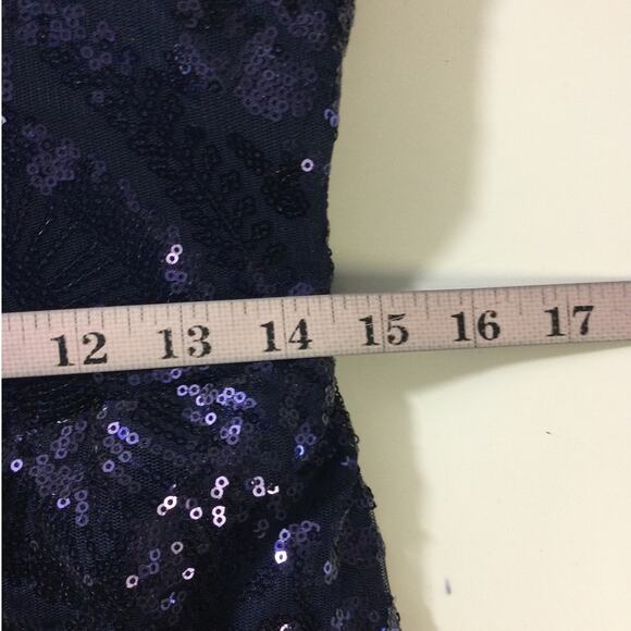 FORMAL 10 L  navy blue embroidered mermaid sequin prom party maxi dress NEW B105 - Picture 5 of 7